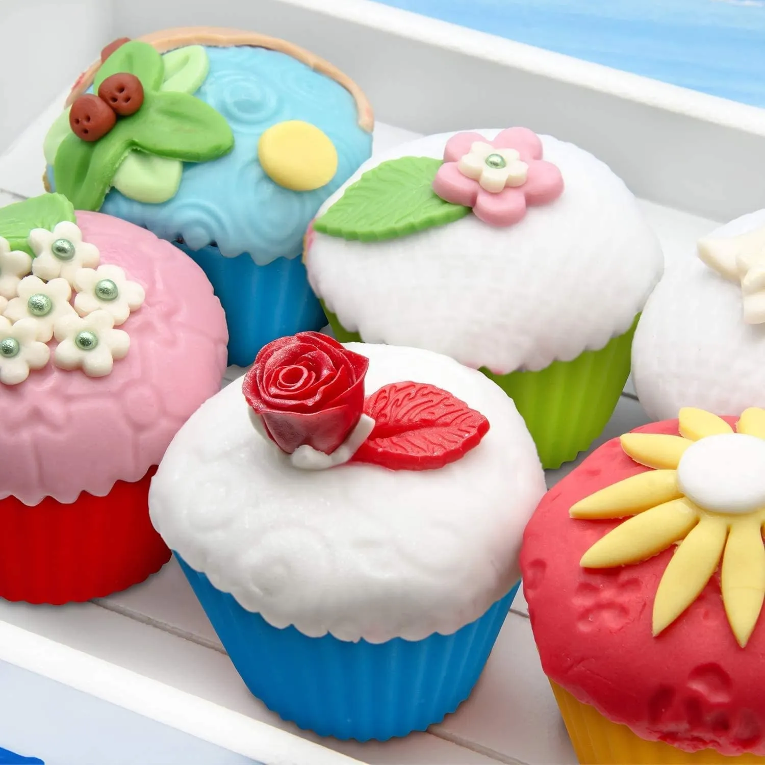 Kuber Industries Silicon Small Cup cake mould Set Of 12|Reusable Muffin Moulds (Multi)
