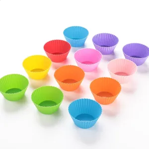 Kuber Industries Silicon Small Cup Cake Mould Set of 60|Reusable Muffin Moulds (Multi)