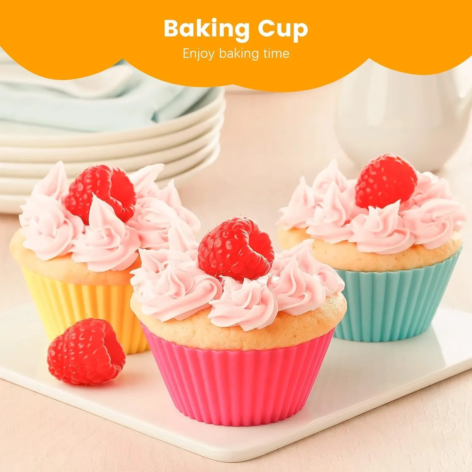 Kuber Industries Silicon Small Cup Cake Mould Set of 60|Reusable Muffin Moulds (Multi)