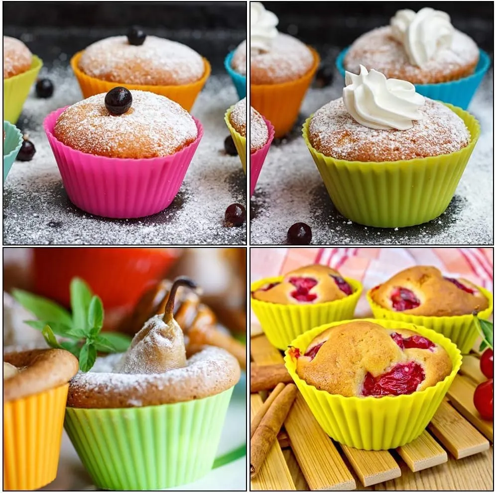 Kuber Industries Silicon Small Cup Cake Mould Set of 60|Reusable Muffin Moulds (Multi)
