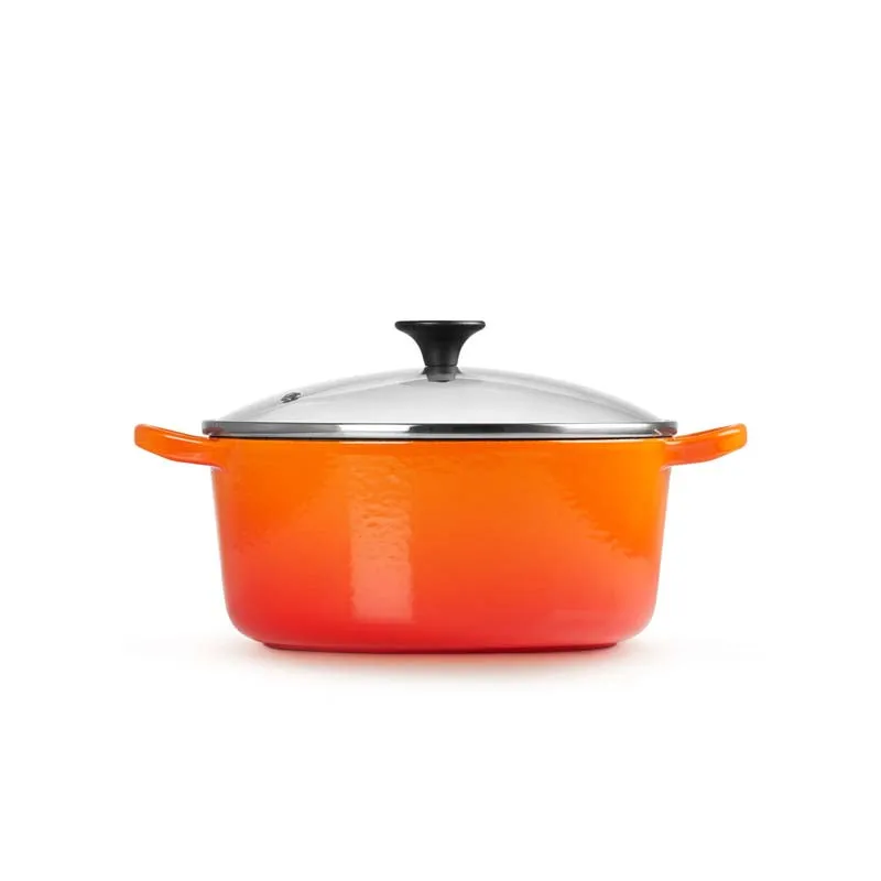 Le Creuset Cast Iron Round Casserole with Glass Lid 22cm
