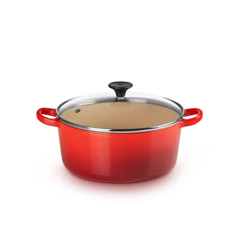 Le Creuset Cast Iron Round Casserole with Glass Lid 22cm