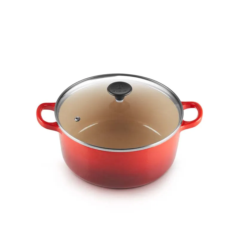 Le Creuset Cast Iron Round Casserole with Glass Lid 22cm