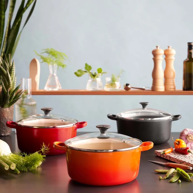 Le Creuset Cast Iron Round Casserole with Glass Lid 22cm