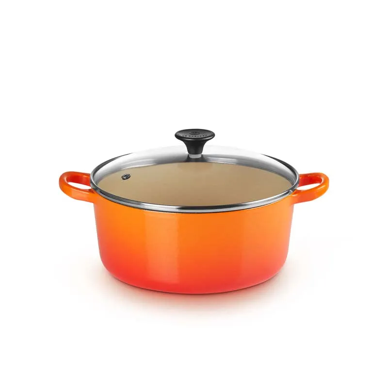 Le Creuset Cast Iron Round Casserole with Glass Lid 22cm