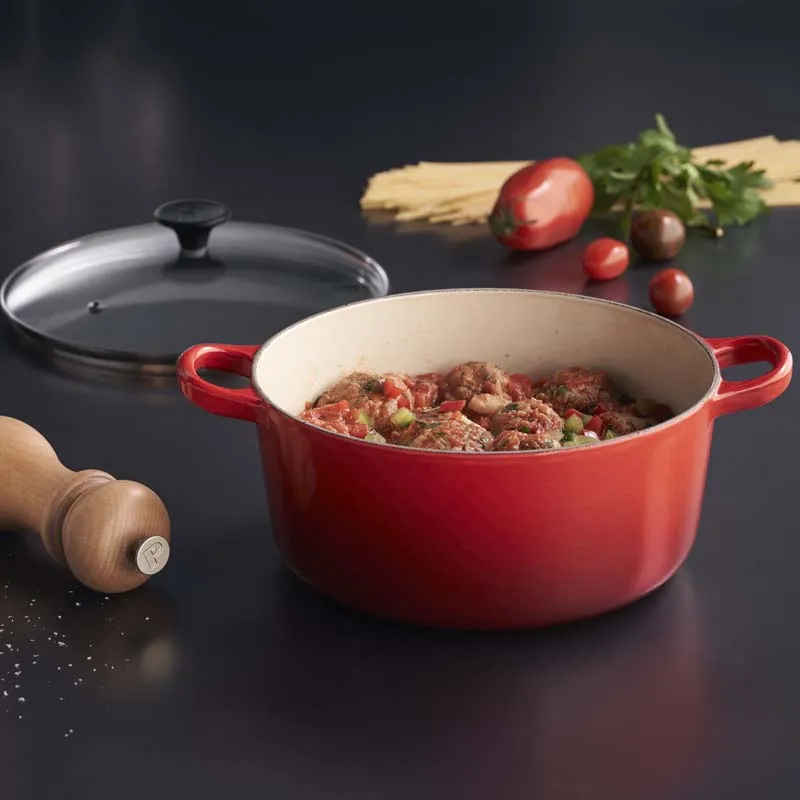 Le Creuset Cast Iron Round Casserole with Glass Lid 22cm