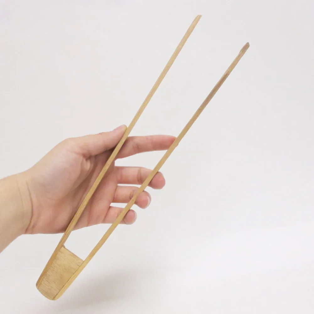 Lot of 5 Bamboo Wooden Toast Tong 12" Bread Bagel Bacon Sugar Ice Tea Salad Home
