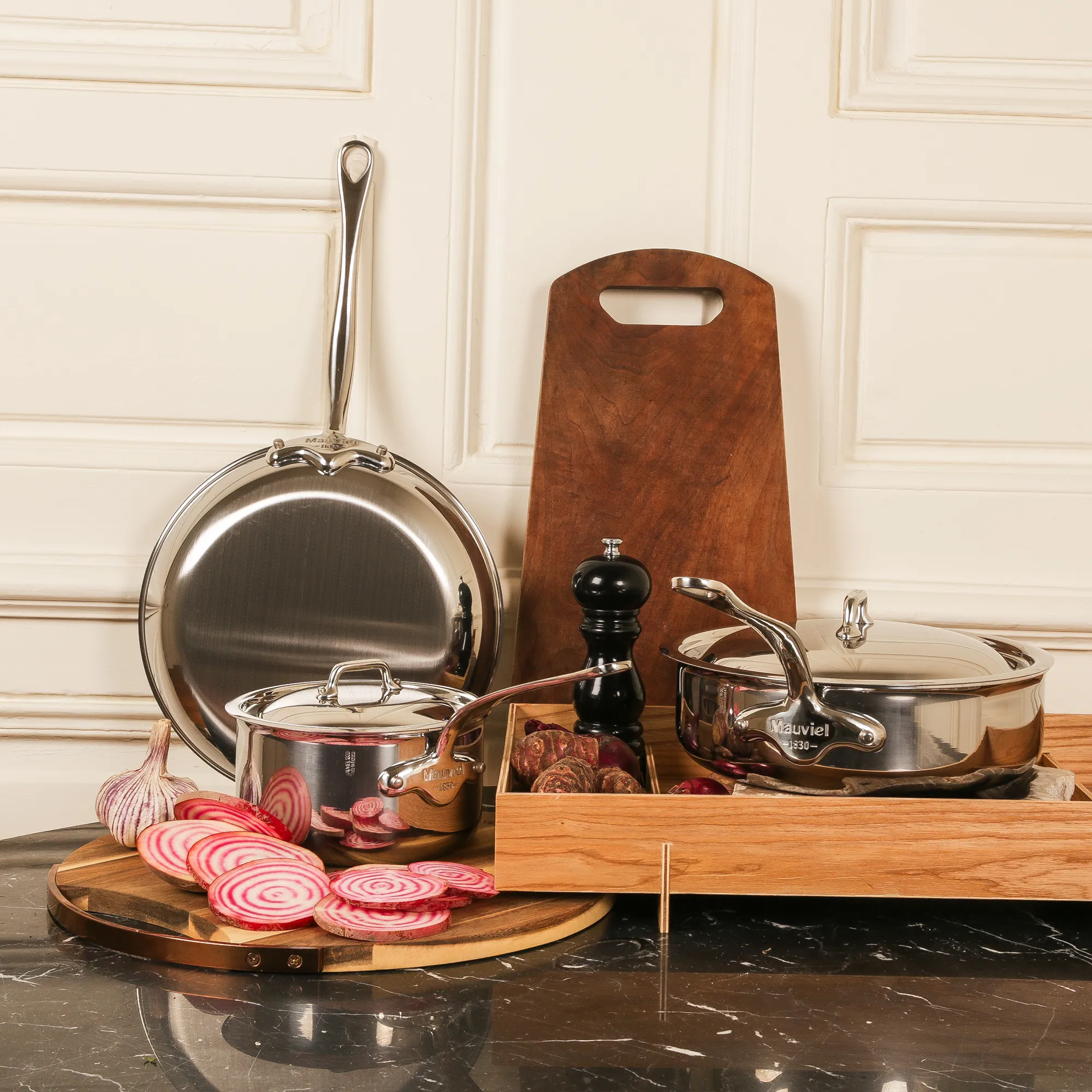 Mauviel M'COOK 5-Ply Sauce Pan With Cast Stainless Steel Handle, 6.9-Qt