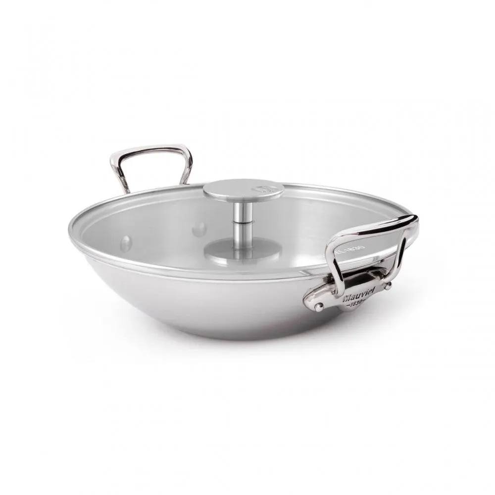 Mauviel M'COOK 5-Ply Wok With Two Cast Stainless Steel Handles, 12.6-In