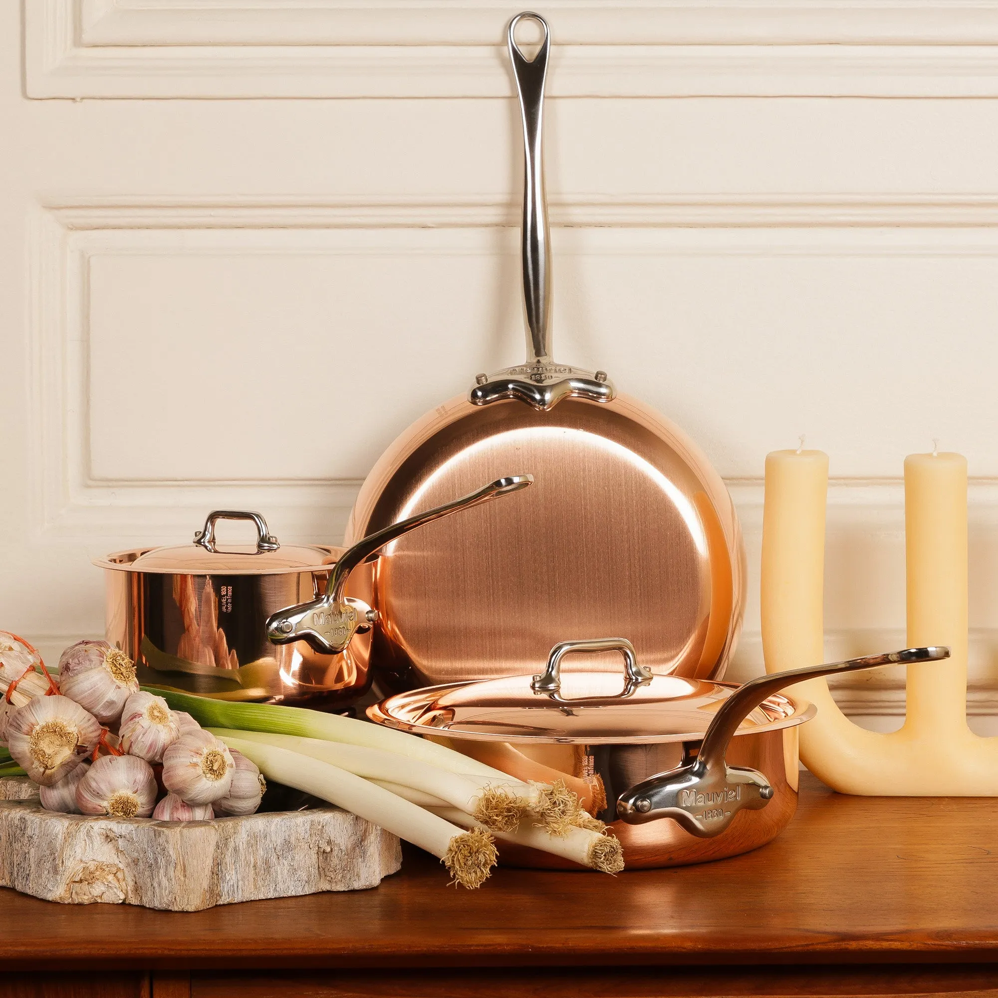 Mauviel M'Heritage 150 S Copper Sauce Pan With Curved Lid And Cast Stainless Steel Handle, 3.4-Qt