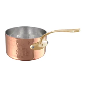 Mauviel M'Tradition Hammered Copper & Tin Inside Sauce Pan With Brass Handle, 3.4-Qt