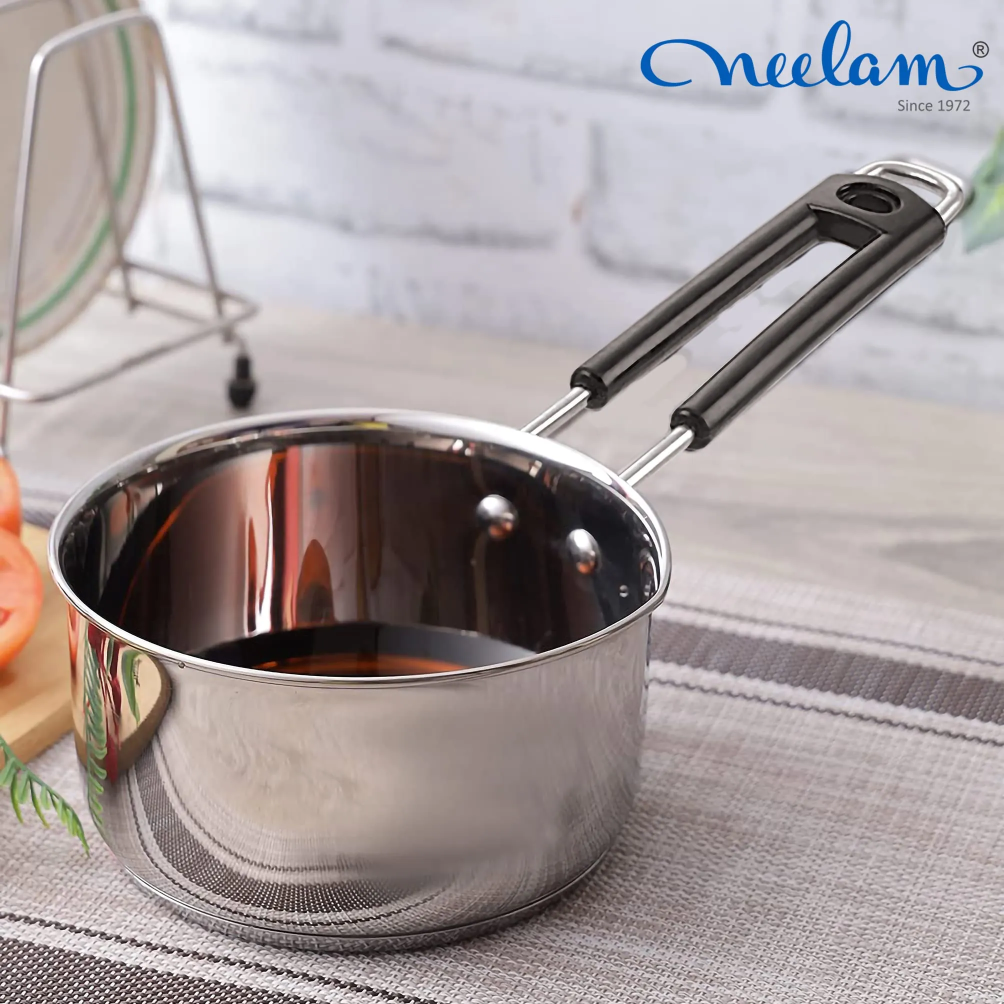 Neelam Stainless Steel 9 22G Regular Sauce Pan Wire Handle, 800 ml, Silver