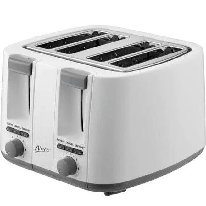 Nero Classic White Toaster 4 Slice Bread Sandwich
