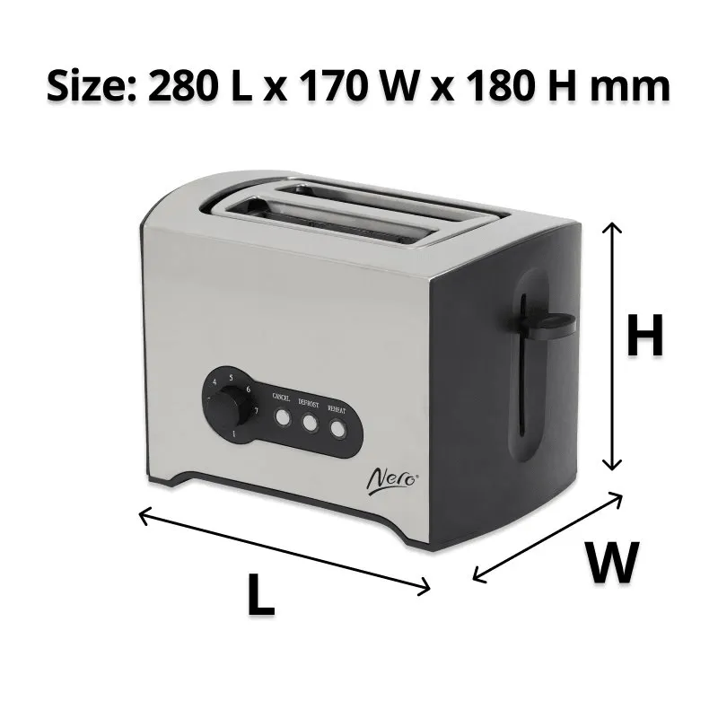 Nero Toaster 2 Slice Stainless Steel Adjustable