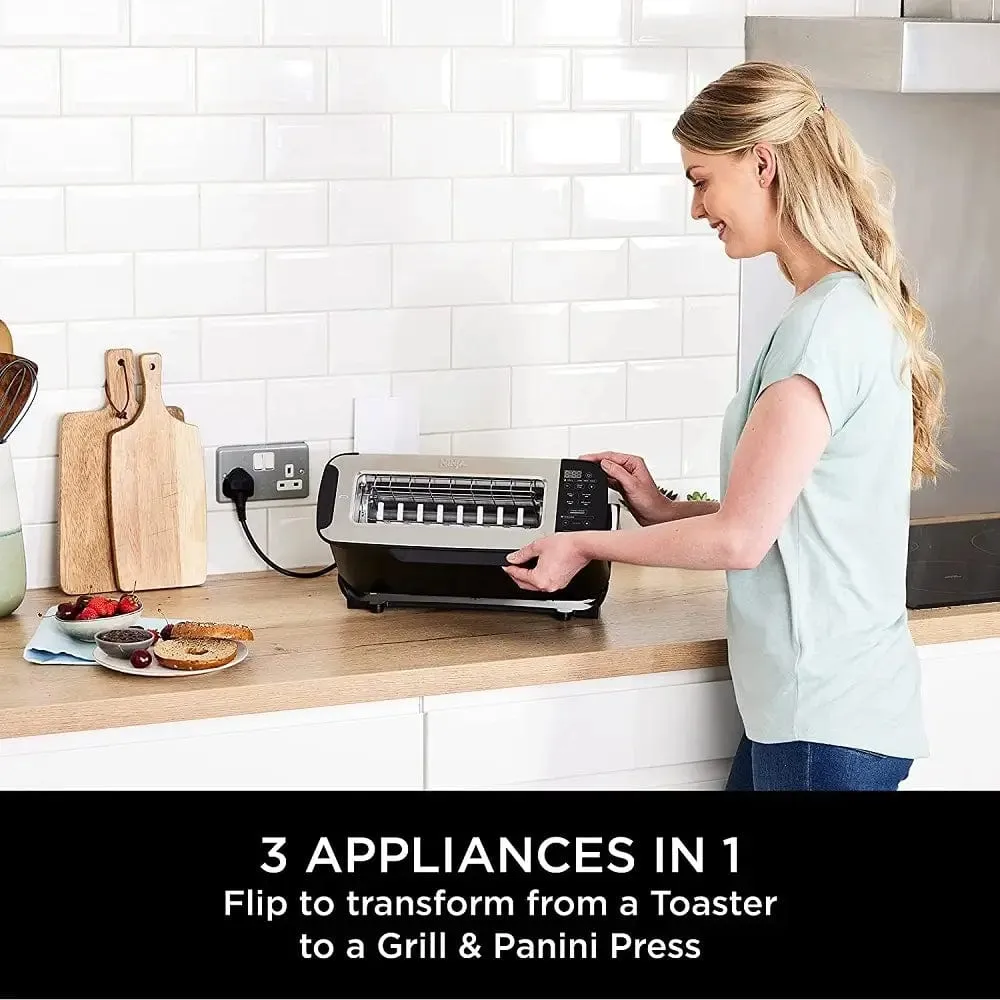 Ninja Foodi ST200UK 3-in-1 2-Slice Toaster, Grill and Panini Press, Black