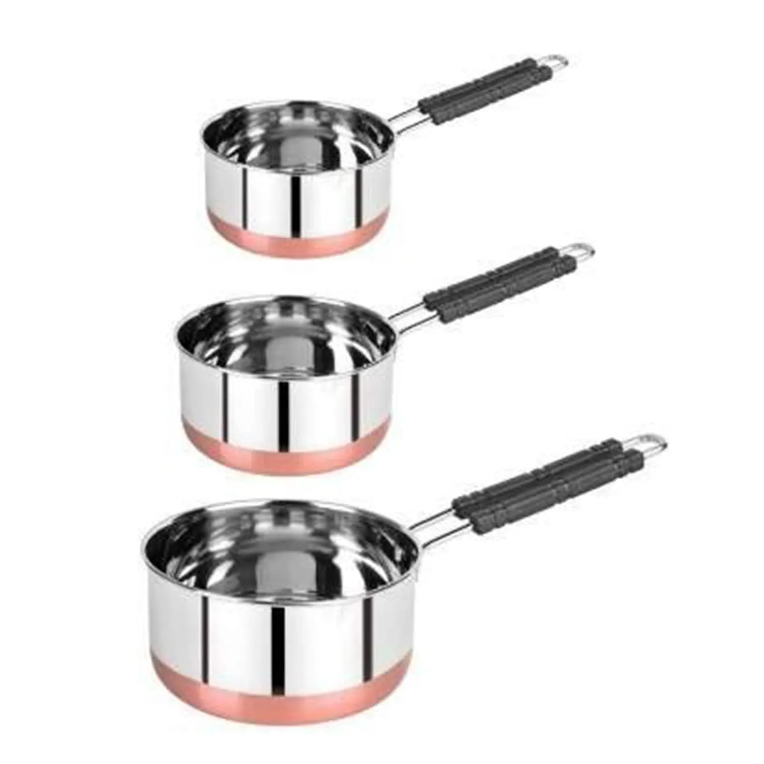 PANCA Sauce Pan Set for Tea, Milk Pan, Copper Sauce Pan Combo Set Gas and Induction Compatible - 1, 1.5 and 2.5 Litre Capacity