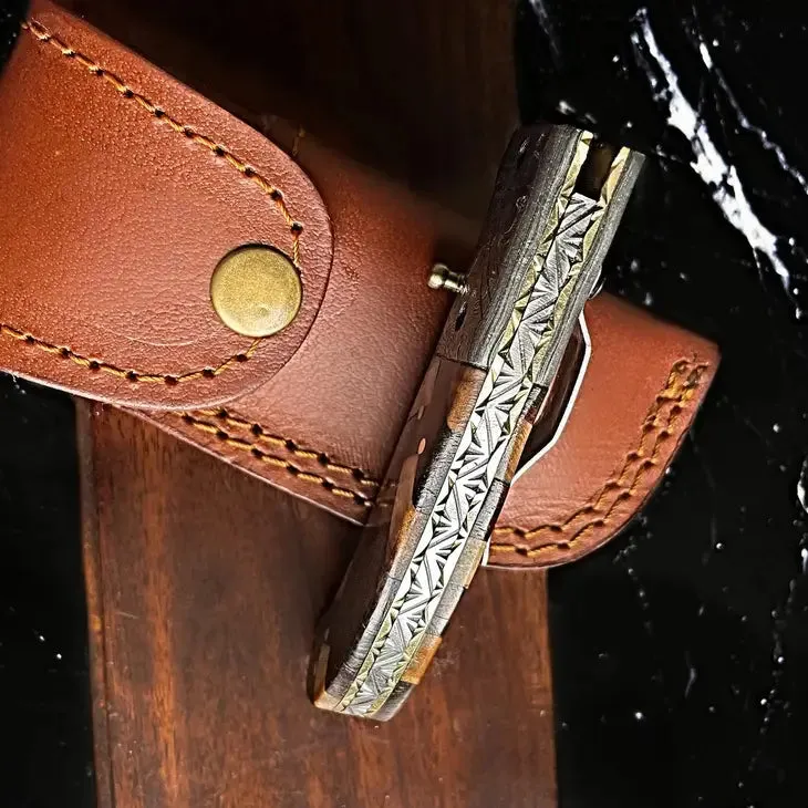 Raindrop Damascus Folding Knife - Titan Int.