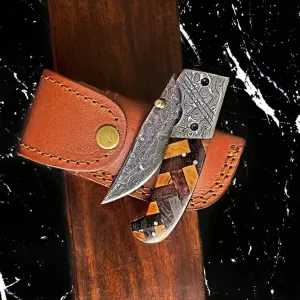 Raindrop Damascus Folding Knife - Titan Int.