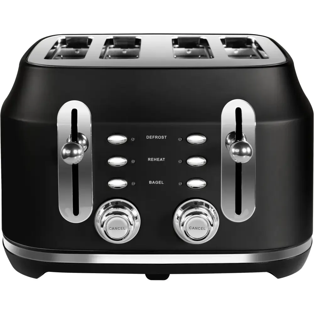 Rangemaster RMCL4S201BK 2100W 4 Slice Toaster, Matte Black