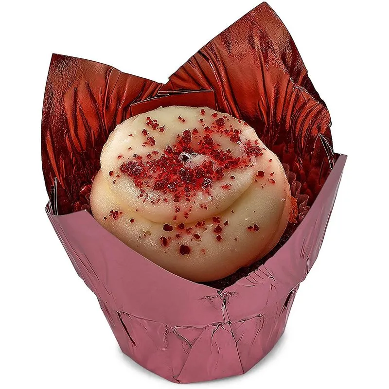 Rose Gold Tulip Cupcake Liners, Foil Muffin Baking Cups (3.35 x 3.5 In, 100 Pack)