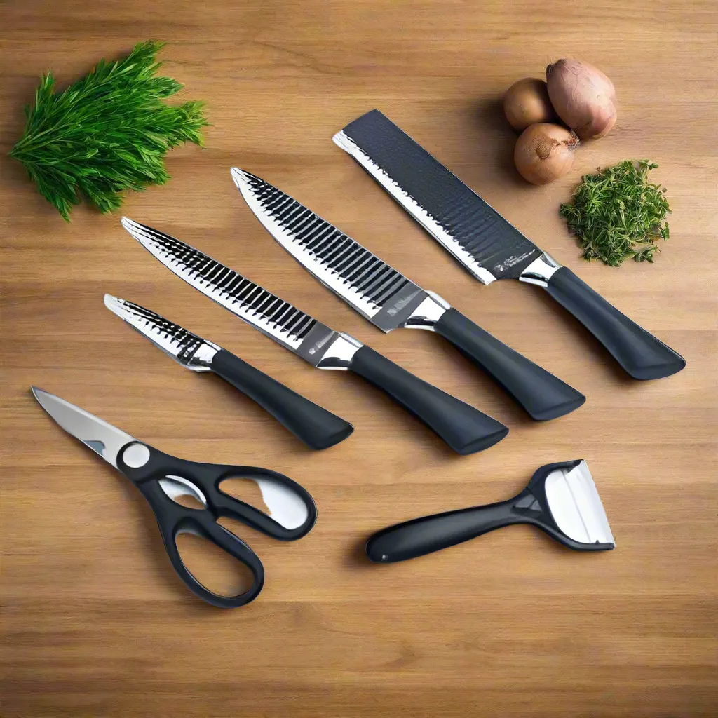 Sets Of Kitchen Knives And Kitchen Scissors