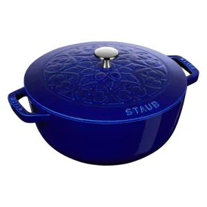 Staub 1003846 Enameled Cast Iron 3.75-qt Cocotte with Domed Lid, Dark Blue