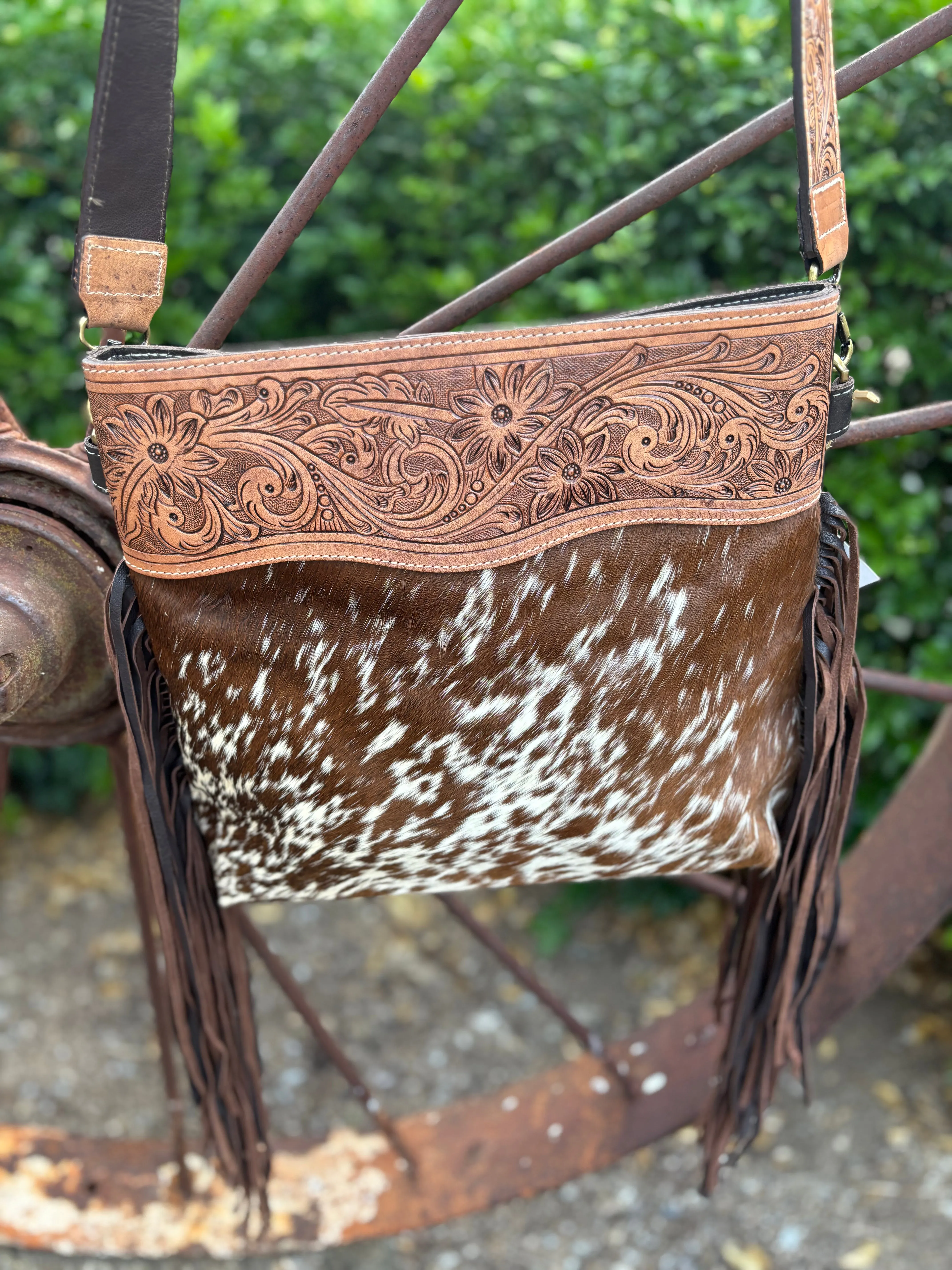 Tex - Leather Sling Cowhide Bag  AB13- Brown