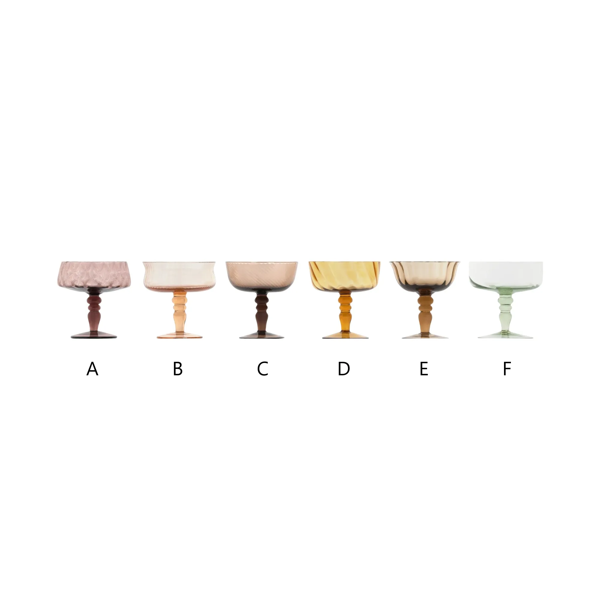 Textured Glass Coupe Goblet (Amber   Pink)