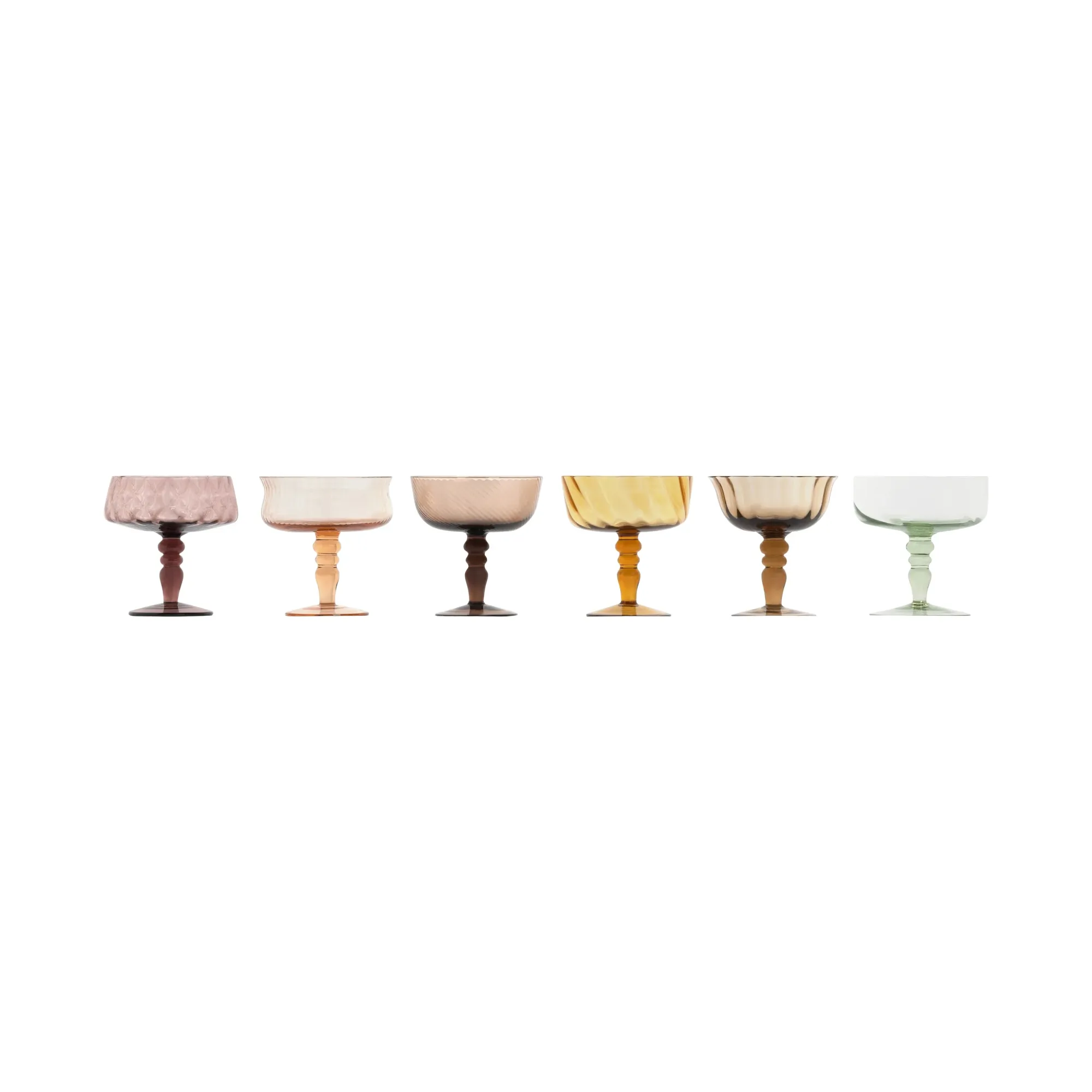 Textured Glass Coupe Goblet (Amber   Pink)