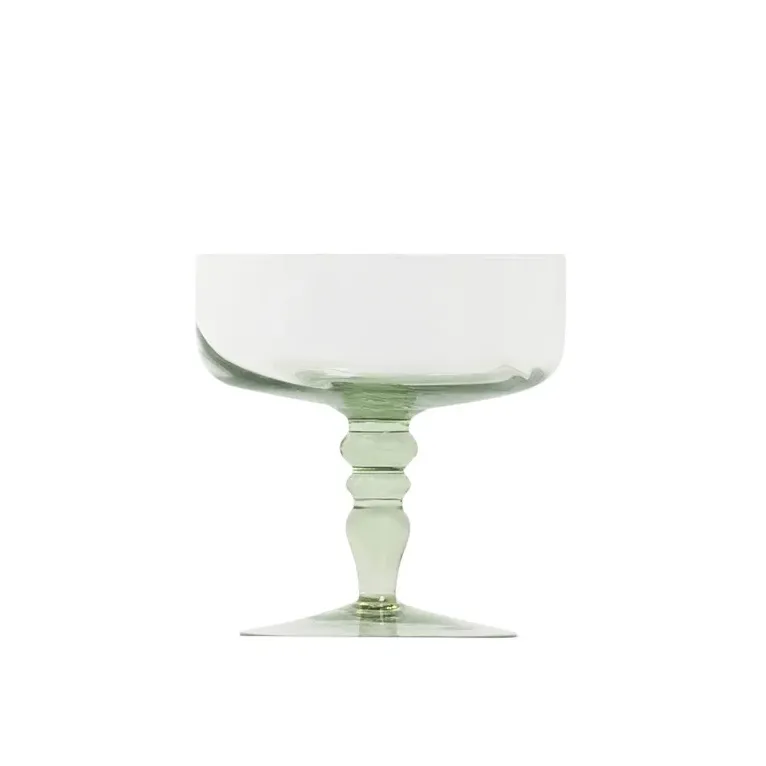 Textured Glass Coupe Goblet (Amber   Pink)