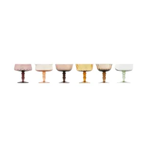 Textured Glass Coupe Goblet (Amber   Pink)