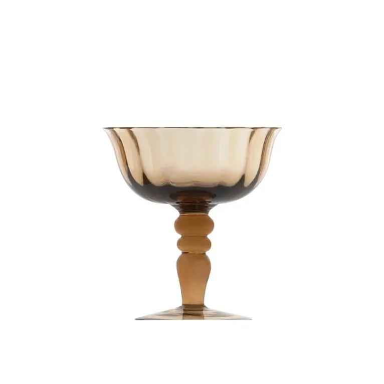 Textured Glass Coupe Goblet (Amber   Pink)