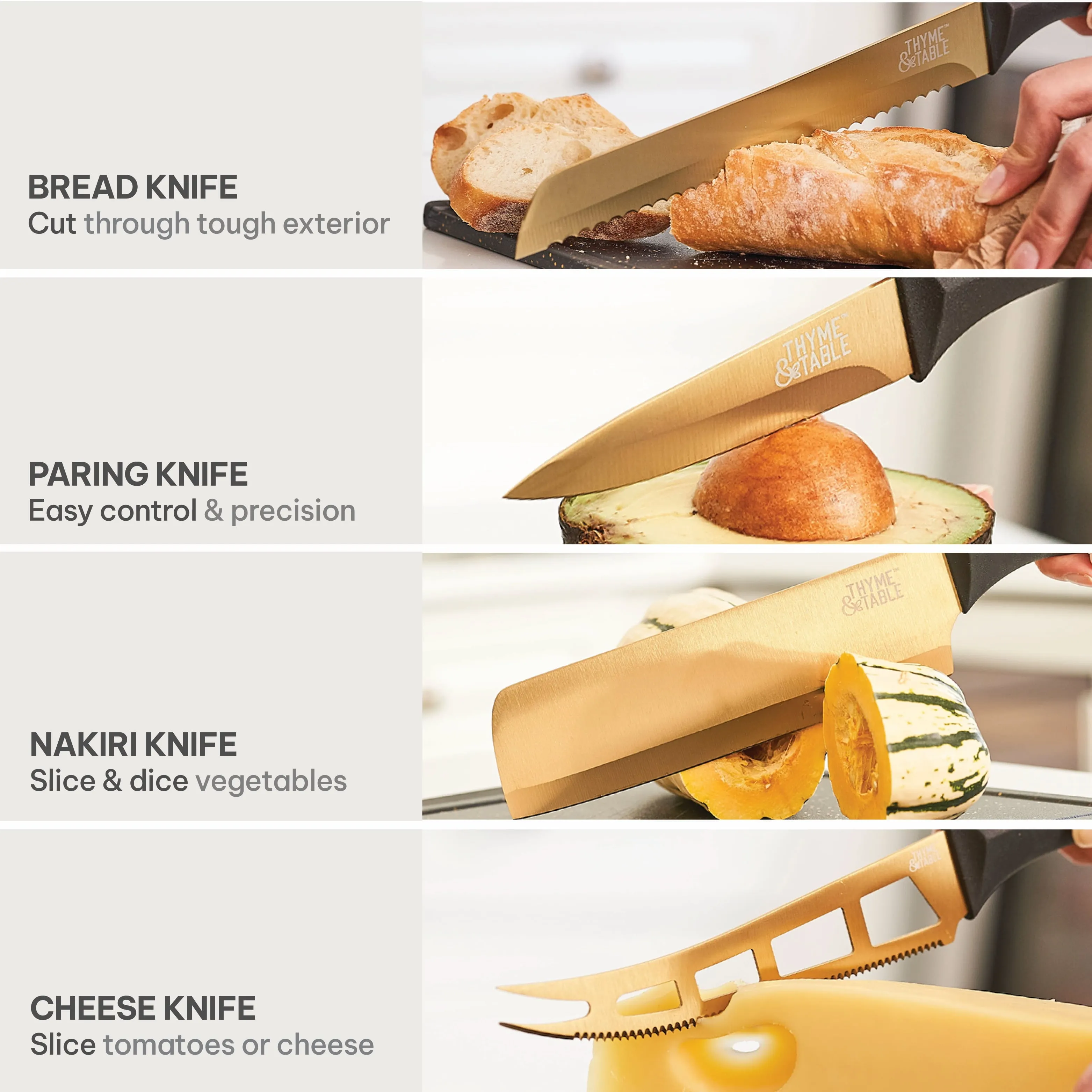 Thyme & Table 20-Piece Stainless Steel Knife and Cutting Board Set, Black