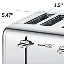Toaster 4 Slice, Geek Chef Stainless Steel Extra-Wide Slot Toaster