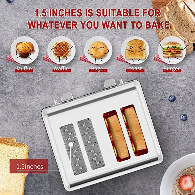 Toaster 4 Slice, Geek Chef Stainless Steel Extra-Wide Slot Toaster