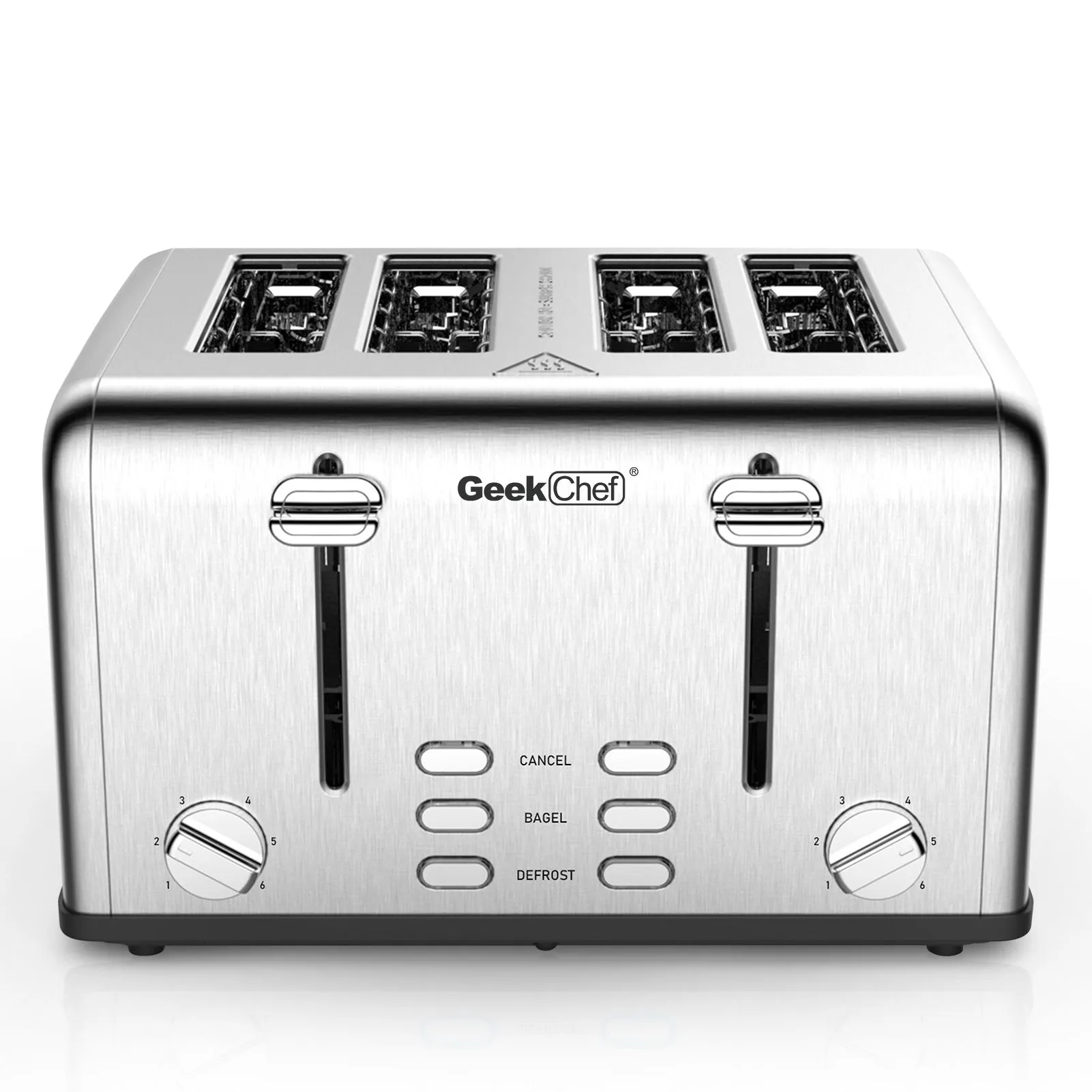 Toaster 4 Slice, Geek Chef Stainless Steel Extra-Wide Slot Toaster