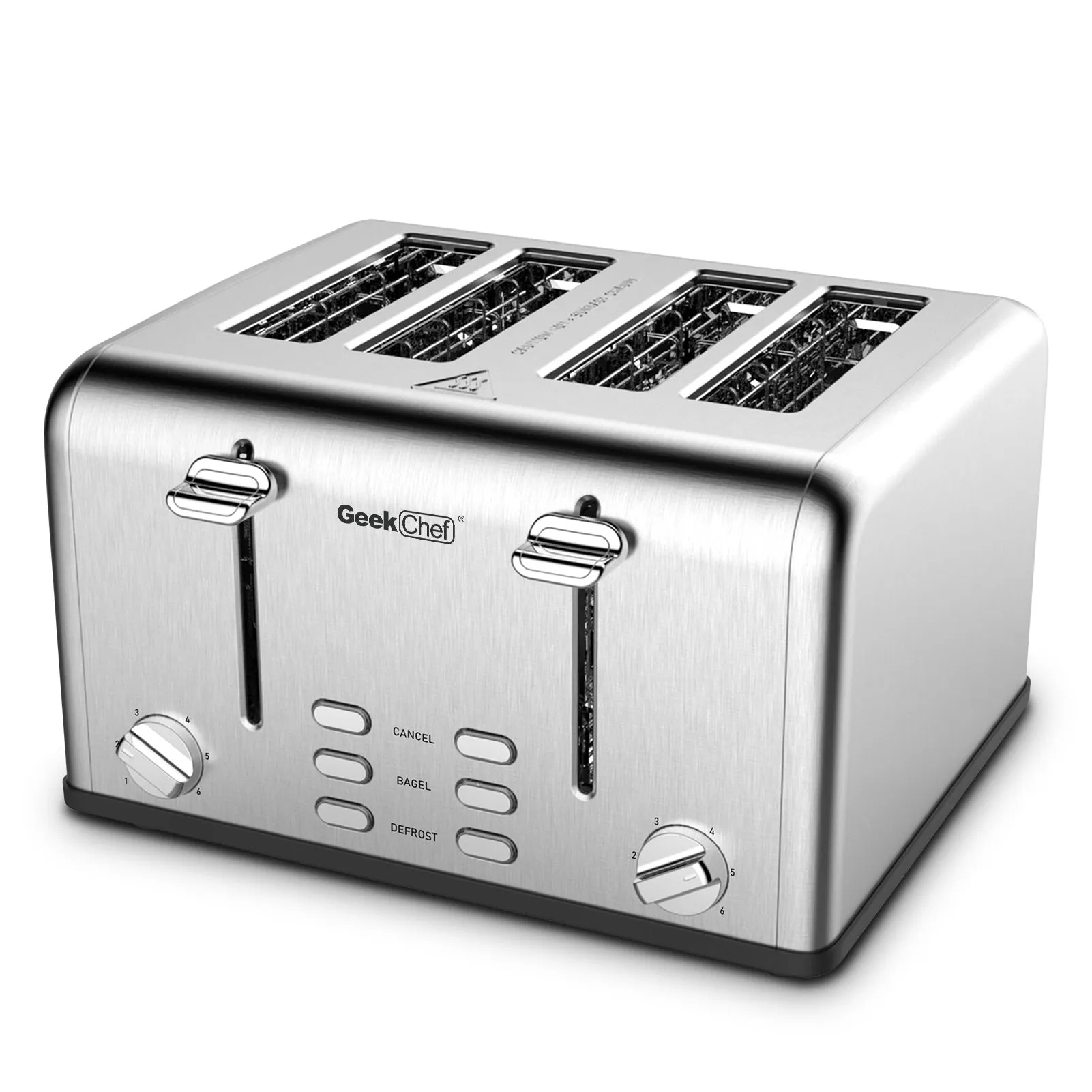 Toaster 4 Slice, Geek Chef Stainless Steel Extra-Wide Slot Toaster