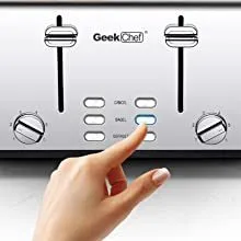 Toaster 4 Slice, Geek Chef Stainless Steel Extra-Wide Slot Toaster