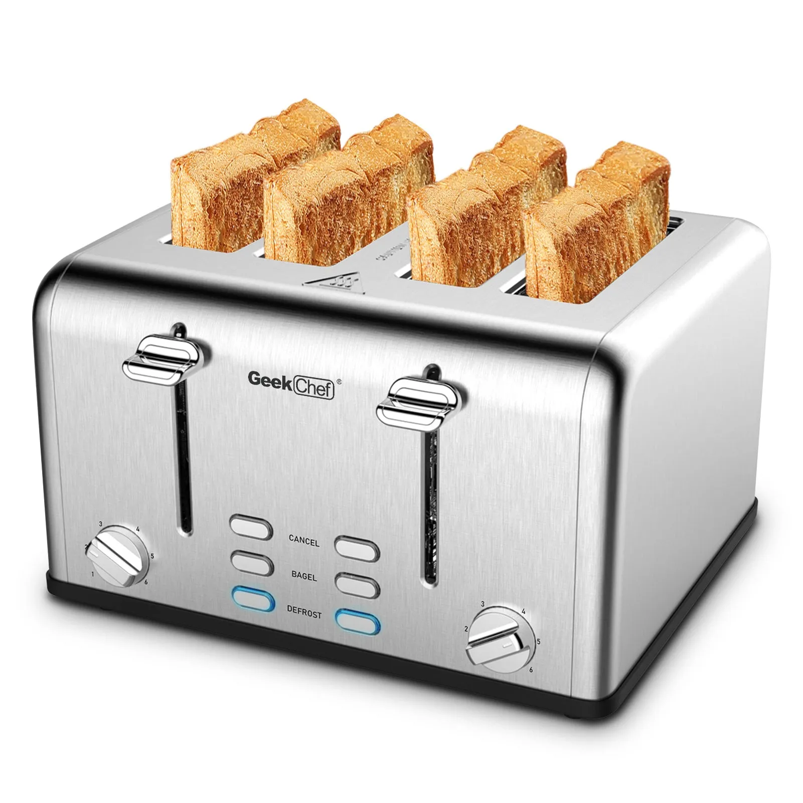 Toaster 4 Slice, Geek Chef Stainless Steel Extra-Wide Slot Toaster
