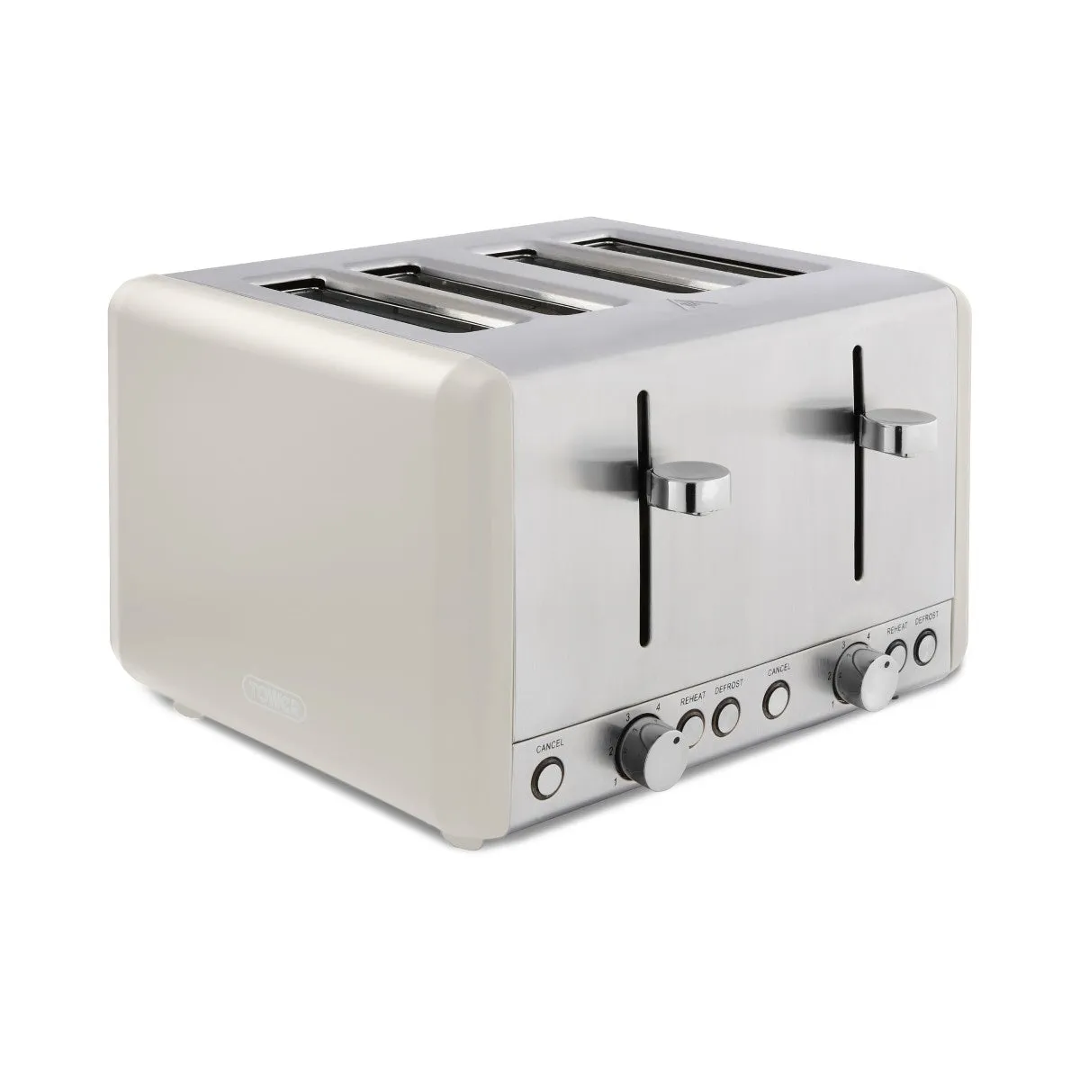 Tower Cavaletto 4 Slice Brown Toaster Mushroom Chrome Accents