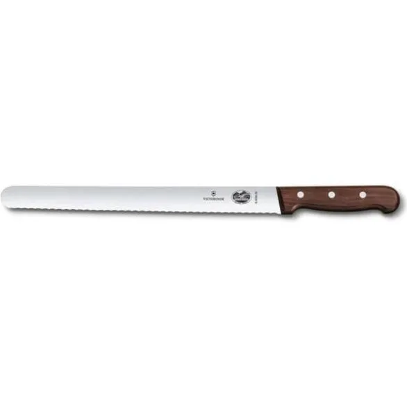 VICTORINOX SLICING KNIFE, WAVY BLADE, ROSEWOOD HANDLE - 30 CM