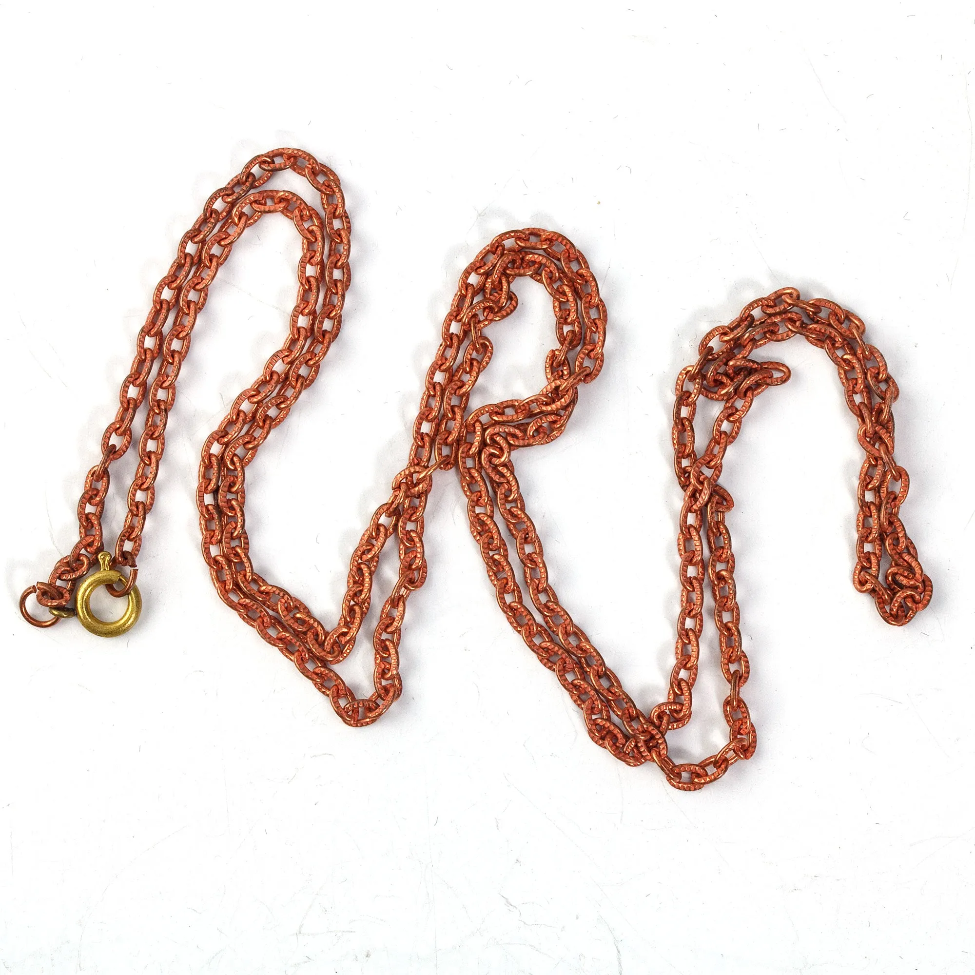 Vintage copper over steel etched cable chain. 29" finished chain w/spring clasp. b12-chn545