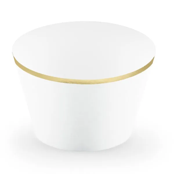 White & Gold Cupcake Wrappers (6 pack)
