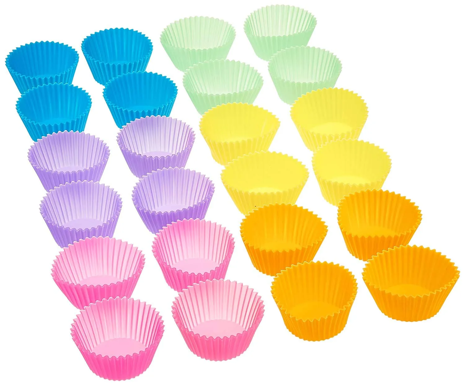 Zollyss Reusable Silicone Cupcake Baking Cups 24 Pack, 2.75 inch Silicone Baking Cups, Reusable & Non-stick Muffin Cupcake Liners for Party Halloween Christmas,6 Rainbow Colors (Pack of 24,Multicolor)